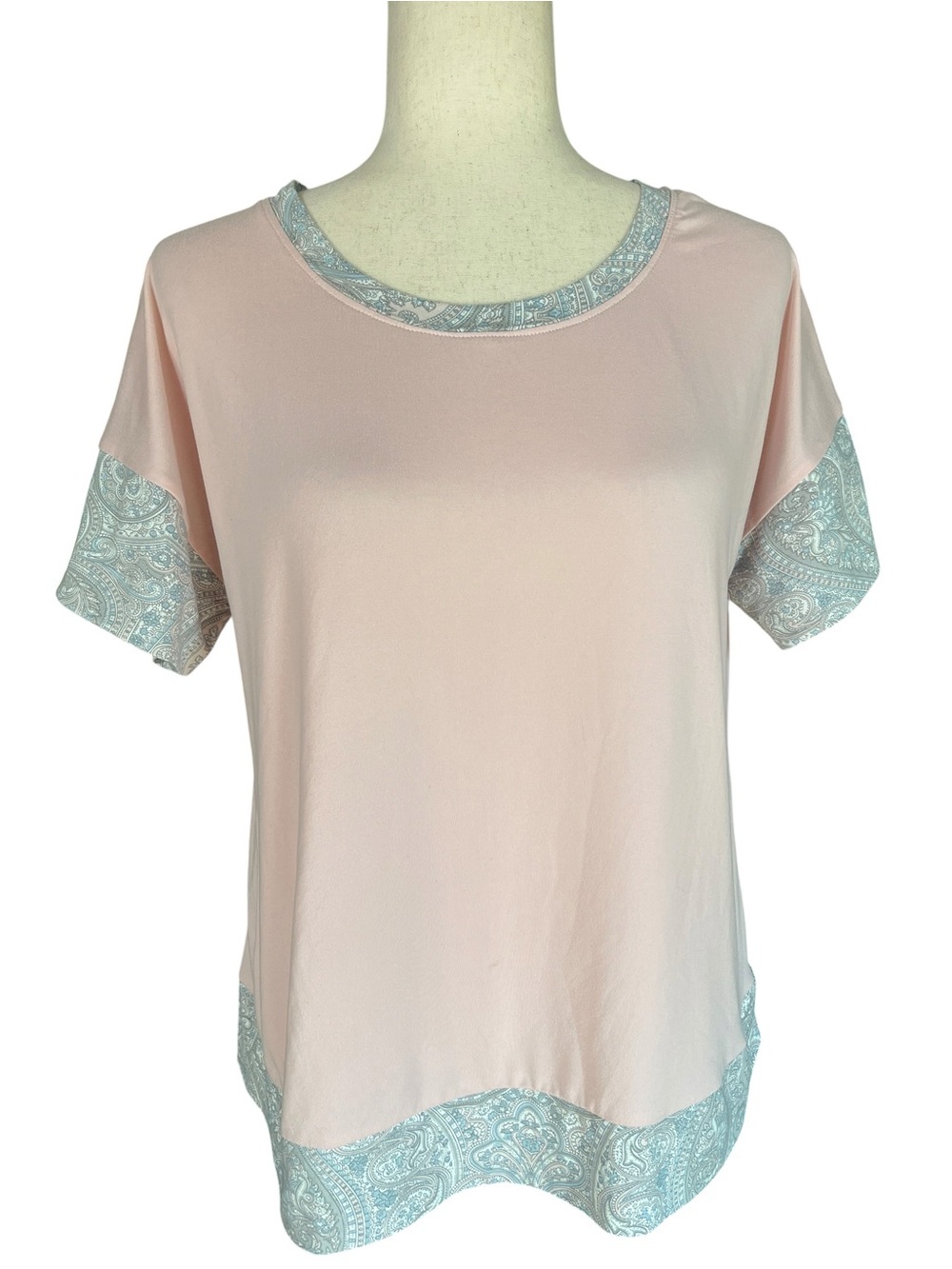 Ink & Ivy Pink Tshirt with Gray Paisley Trim